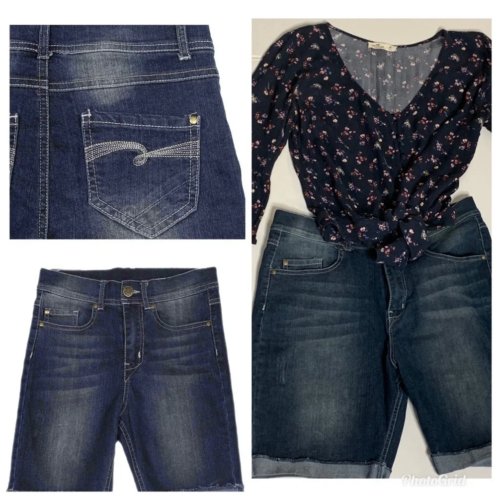 Bienzoe Girls Dark Denim Shorts Size 18 - Picture 1 of 8